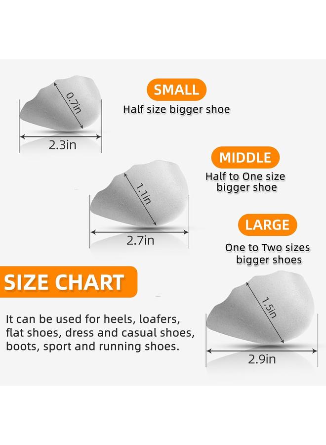 كوفوز ٢ زوج من حشوات الأصابع، حشوات أصابع للأحذية اللي أكبر من المقاس، حشوات قابلة للتعديل للأحذية، تمنع انزلاق الكعب وتخلي الأحذية تناسب، للرجال والستات (مقاس أكبر واحد لتنين) - Image 2