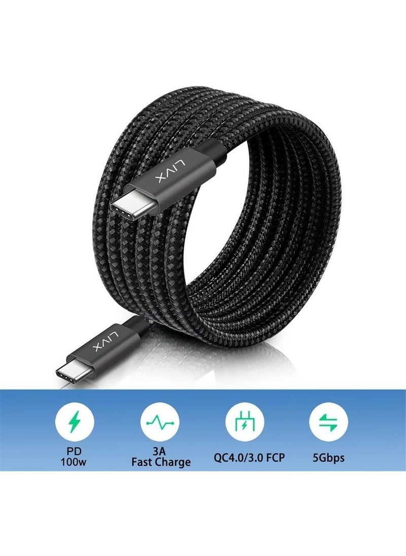 Livx - Solid 100W 5A Type C To Apple iPhone 15 Plus Pro Max Fast Charging and Data Cable Rope Braided Space Gray 50 cm - Image 1
