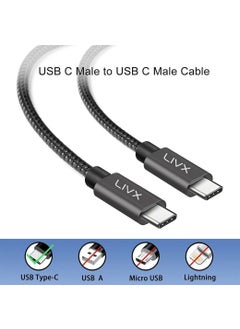 Livx Solid 100W 5A Type C To Apple iPhone 15 Plus Pro Max Fast Charging and Data Cable Rope Braided Space Gray 50 cm  - Image 4