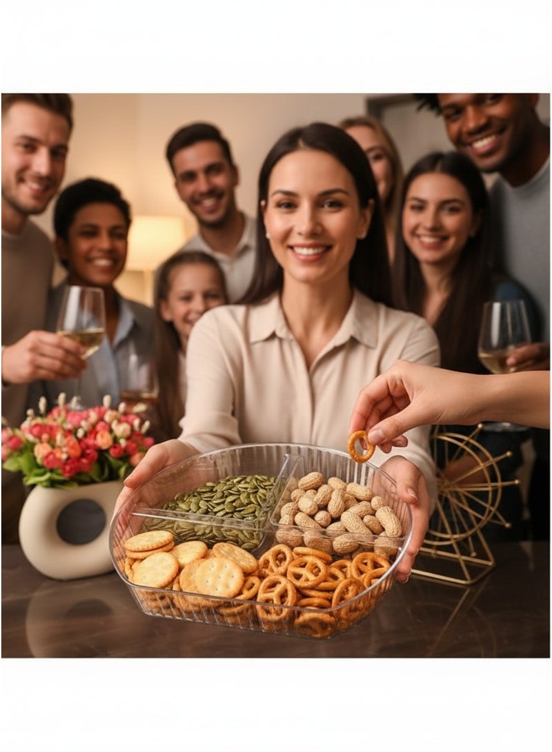 Gold Rim Acrylic Serving Tray 26cm, Divided 3-Section Snack and Nut Plate, Stylish Appetizer Tray for Home, Parties, Dining, and Entertaining-2pcs - Image 4