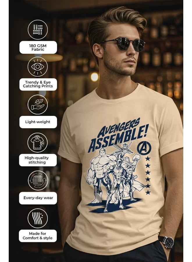 Veirdo Veirdo® Official Marvel Merchandise for Men's 100% Cotton Graphic Print Regular Fit Round Neck T-Shirt Swan White Colour in XL Size