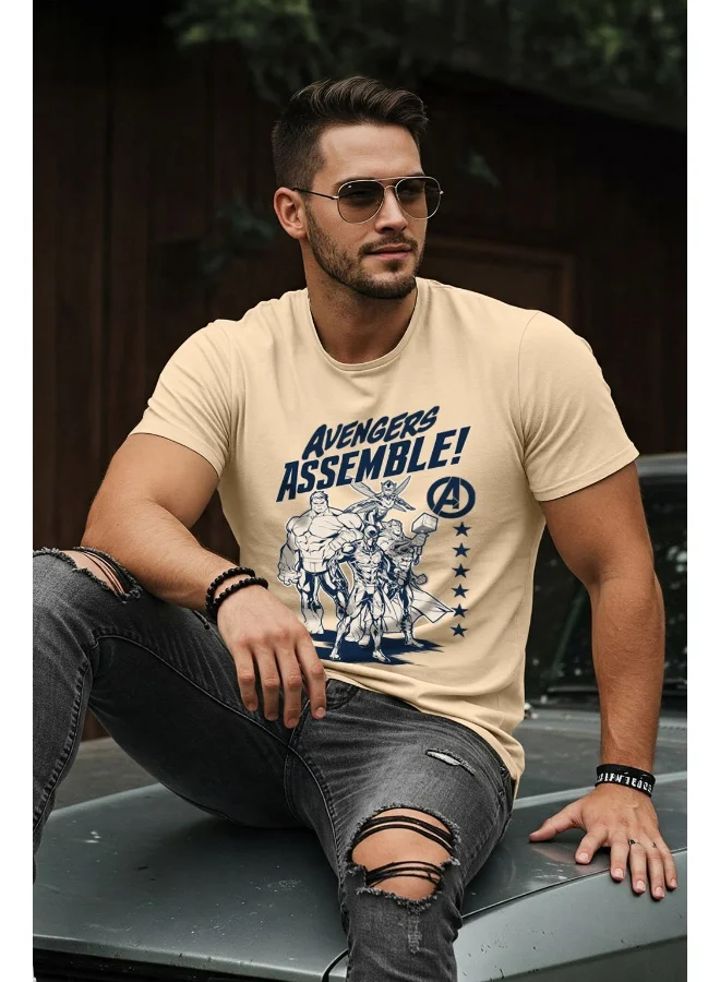 Veirdo Veirdo® Official Marvel Merchandise for Men's 100% Cotton Graphic Print Regular Fit Round Neck T-Shirt Swan White Colour in XL Size
