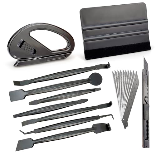 GUGUGI Car Wrapping Vinyl Tool Kit Window Film Tint Tools Kit with Car Edge Wrap Squeegee, Vinyl Felt Squeegee, 9mm Utility Knife with 10pcs Blades, and Safety Cutter - Image 1