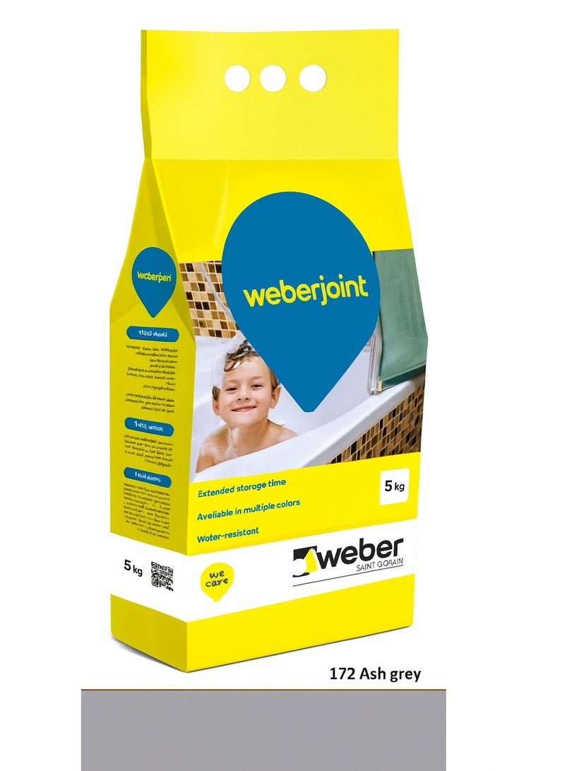 Weber Tile Grout Cement-Based Pre-Mixed Tile Joint Grout (5Kg)-ASH GREY - Image 1
