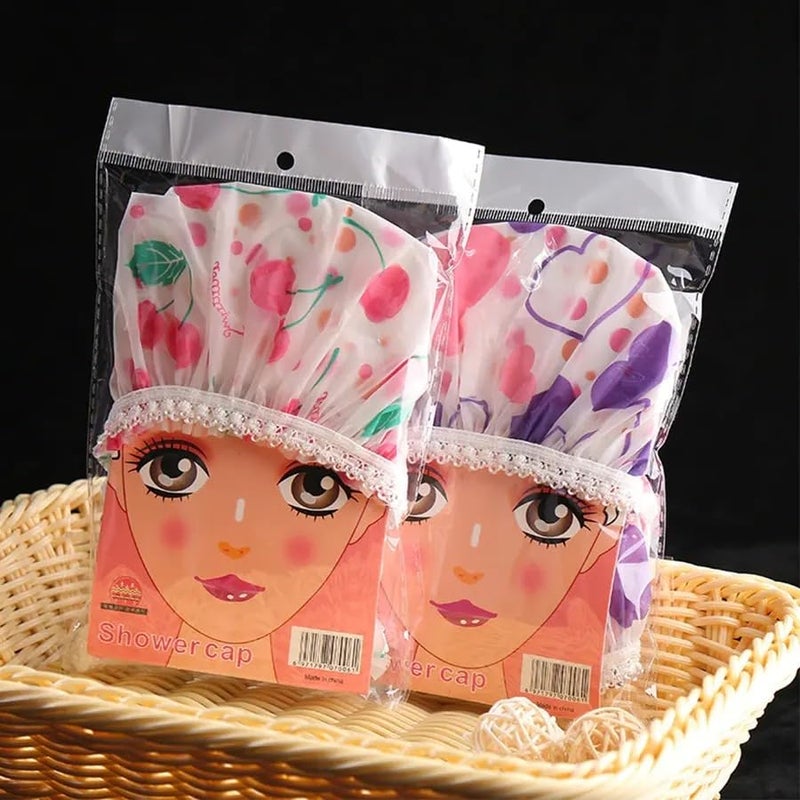 MaruHub 2Pcs Shower Cap for Women Reusable Waterproof Elastic Eva FreeSize Bathroom Shower Caps for Homes Spas Salons Hair Treatment Beauty Parlors Multicolor - Image 1