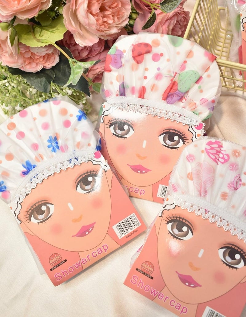 MaruHub 2Pcs Shower Cap for Women Reusable Waterproof Elastic Eva FreeSize Bathroom Shower Caps for Homes Spas Salons Hair Treatment Beauty Parlors Multicolor - Image 5