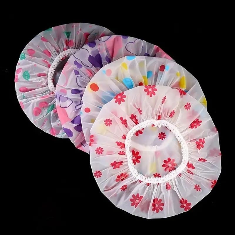 MaruHub 2Pcs Shower Cap for Women Reusable Waterproof Elastic Eva FreeSize Bathroom Shower Caps for Homes Spas Salons Hair Treatment Beauty Parlors Multicolor - Image 3