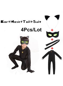 YelaJoy Kids Four Piece Cat Suit with Mask and Superhero Girl Cosplay Bodysuit XL  - Image 5