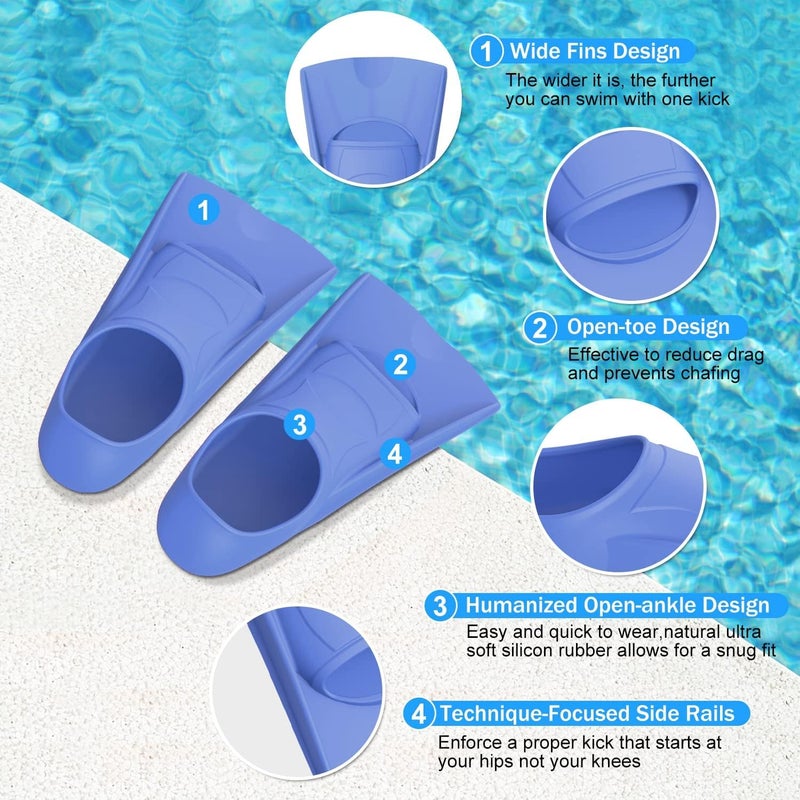 Gintenco Swim Fins, Kids Swim Training Fins for Lap Swimming, Travel Size Flippers with Mesh Bag, Silicone Swimming Fins for Kids Teens Adults Women Men - Image 2