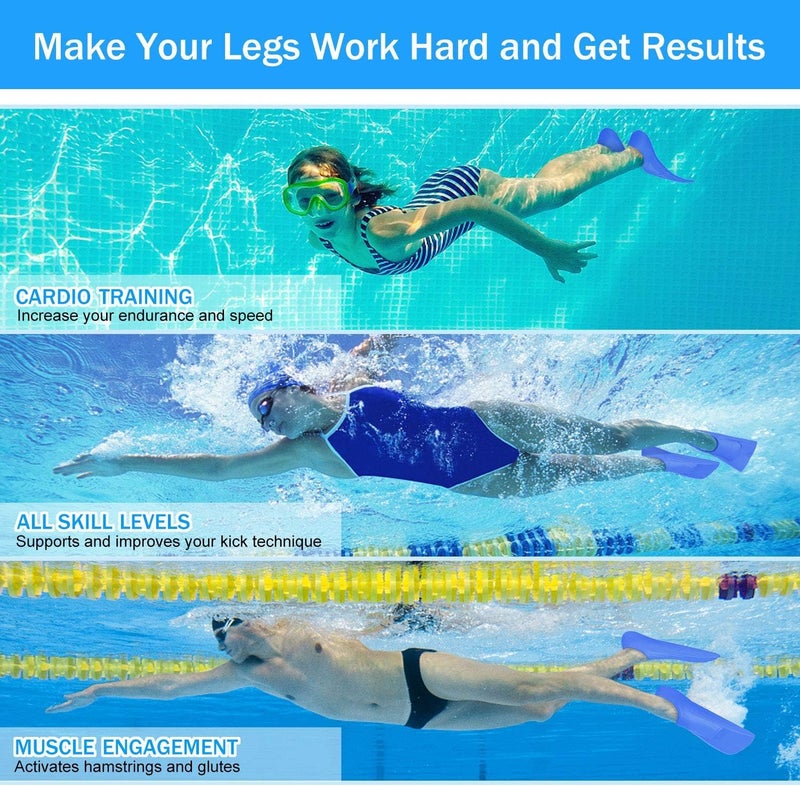 Gintenco Swim Fins, Kids Swim Training Fins for Lap Swimming, Travel Size Flippers with Mesh Bag, Silicone Swimming Fins for Kids Teens Adults Women Men - Image 4