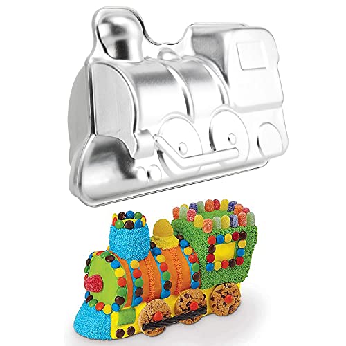Cayanmydery 2 PCS Train Shape Cake Pan Mould, Locomotive Shaped 3D Birthday Aluminum Cake Baking Pan Tool (11.5 inches) - Image 3