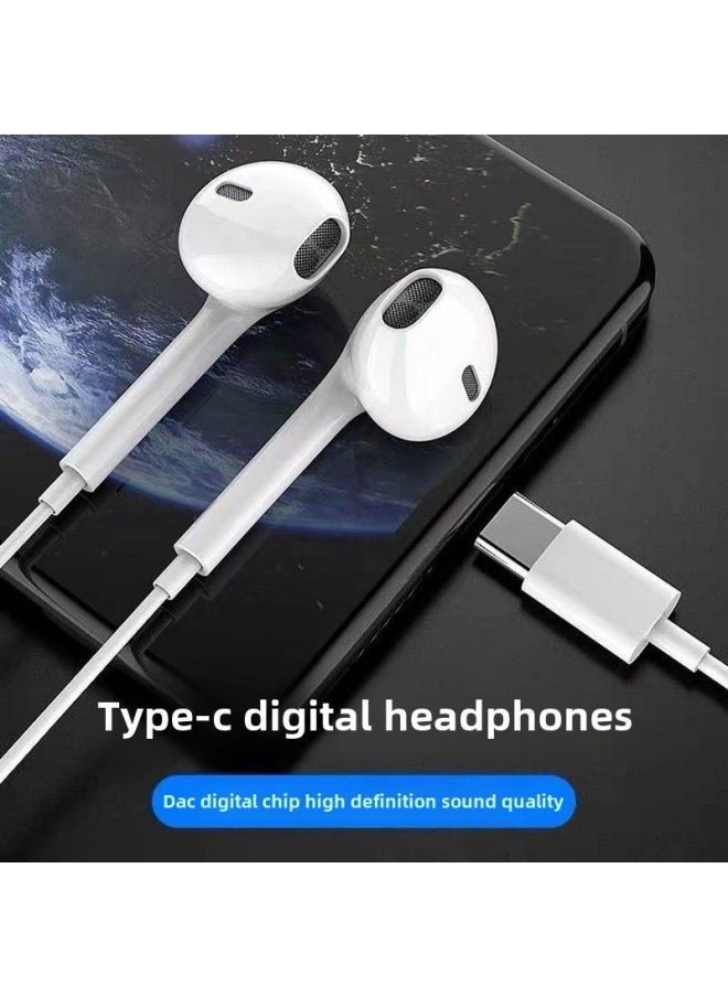 Generic - Suitable For IPhone Wire-controlled Bluetooth Headset Apple/Android Huawei Wired Headset With Good Sound Quality Typec In-ear-Color:C13 Flat Ear 12d Heavy Bass Type-c  (bare Metal) - Image 1