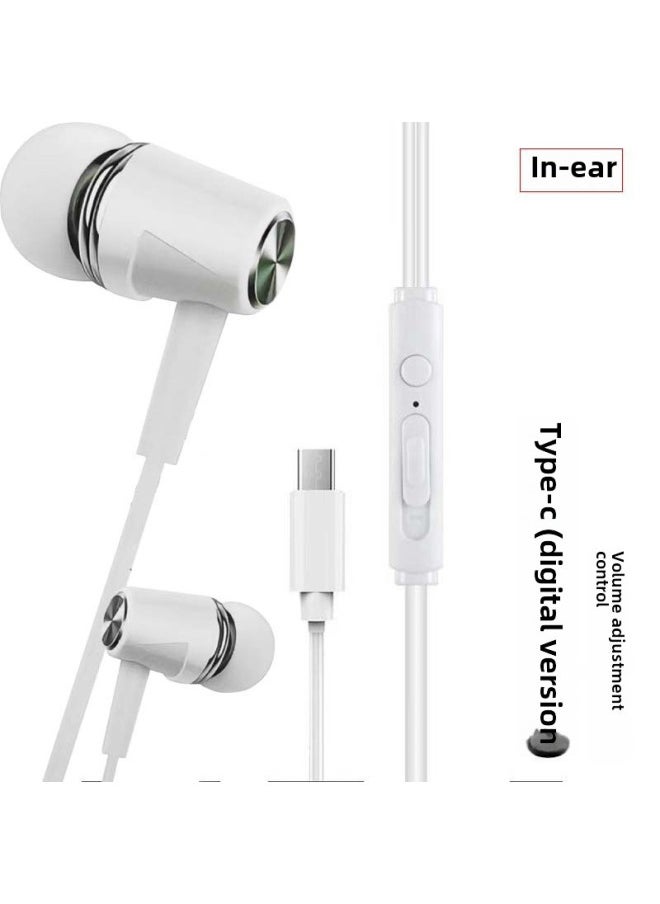 Generic - Suitable For IPhone Wire-controlled Bluetooth Headset Apple/Android Huawei Wired Headset With Good Sound Quality Typec In-ear-Color:C13 Flat Ear 12d Heavy Bass Type-c  (bare Metal) - Image 1