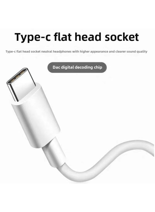 Generic - Suitable For IPhone Wire-controlled Bluetooth Headset Apple/Android Huawei Wired Headset With Good Sound Quality Typec In-ear-Color:C13 Flat Ear 12d Heavy Bass Type-c  (bare Metal) - Image 1
