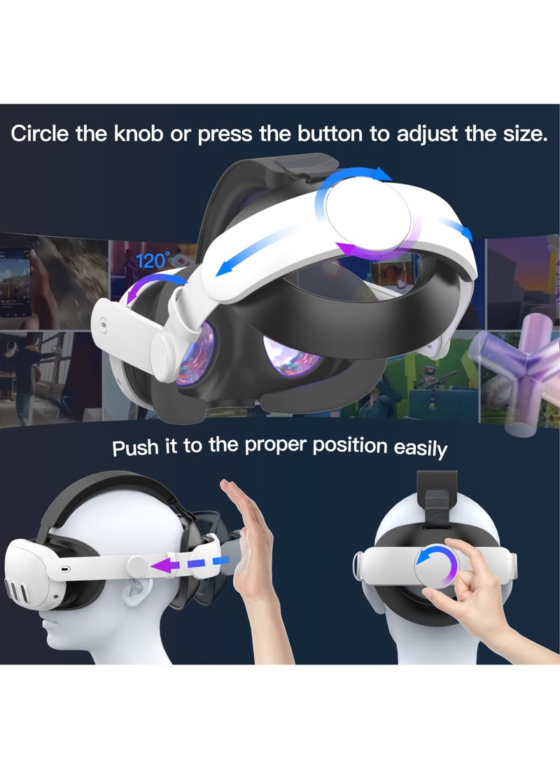 Head Strap Compatible with Meta Quest 3/3S, Adjustable Headband, Replacement Head Band for Oculus Quest 3