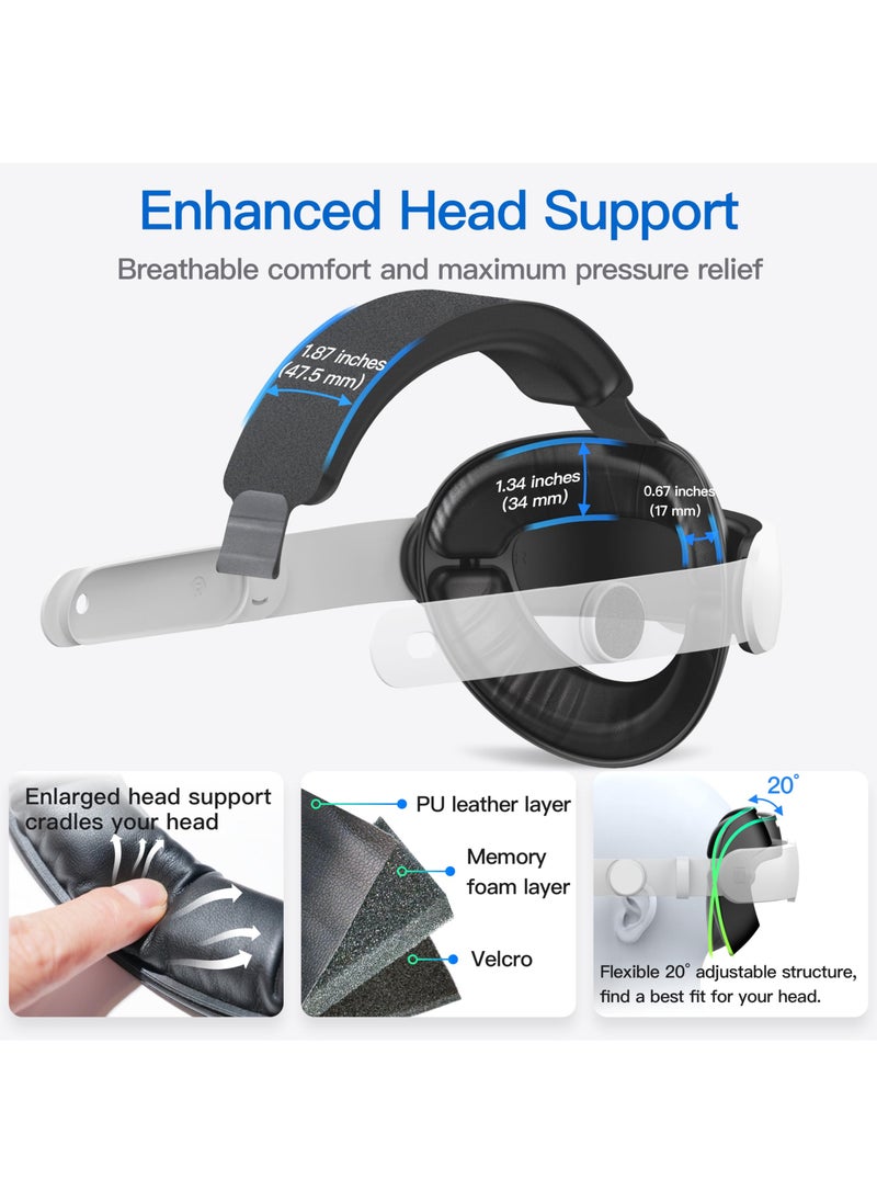 Head Strap Compatible with Meta Quest 3/3S, Adjustable Headband, Replacement Head Band for Oculus Quest 3