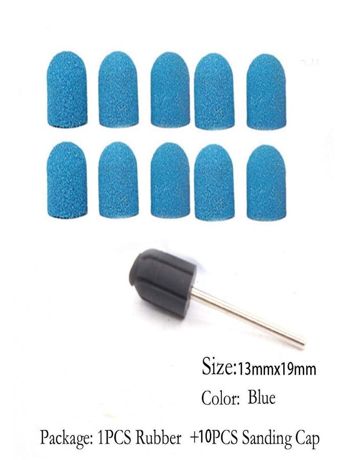 SEIWEI 10x Nail Sanding Caps Nail Drill Bits + 1x Rubber Mandrel Grip for Foot File Callus Remover Manicure Pedicure Nail Polishing Burr Home Salon - 13mm*19mm - Image 2