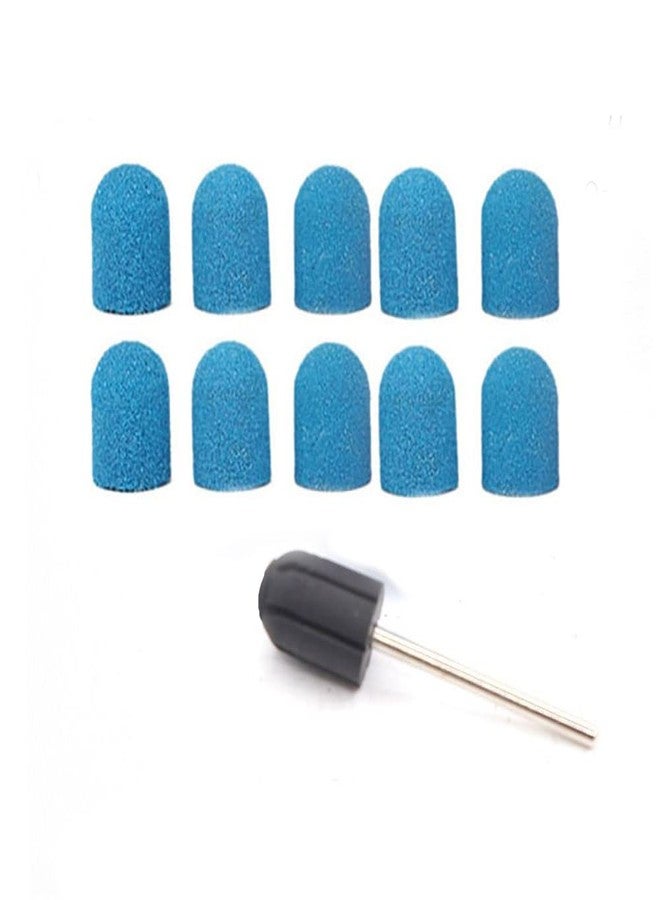 SEIWEI 10x Nail Sanding Caps Nail Drill Bits + 1x Rubber Mandrel Grip for Foot File Callus Remover Manicure Pedicure Nail Polishing Burr Home Salon - 13mm*19mm - Image 1