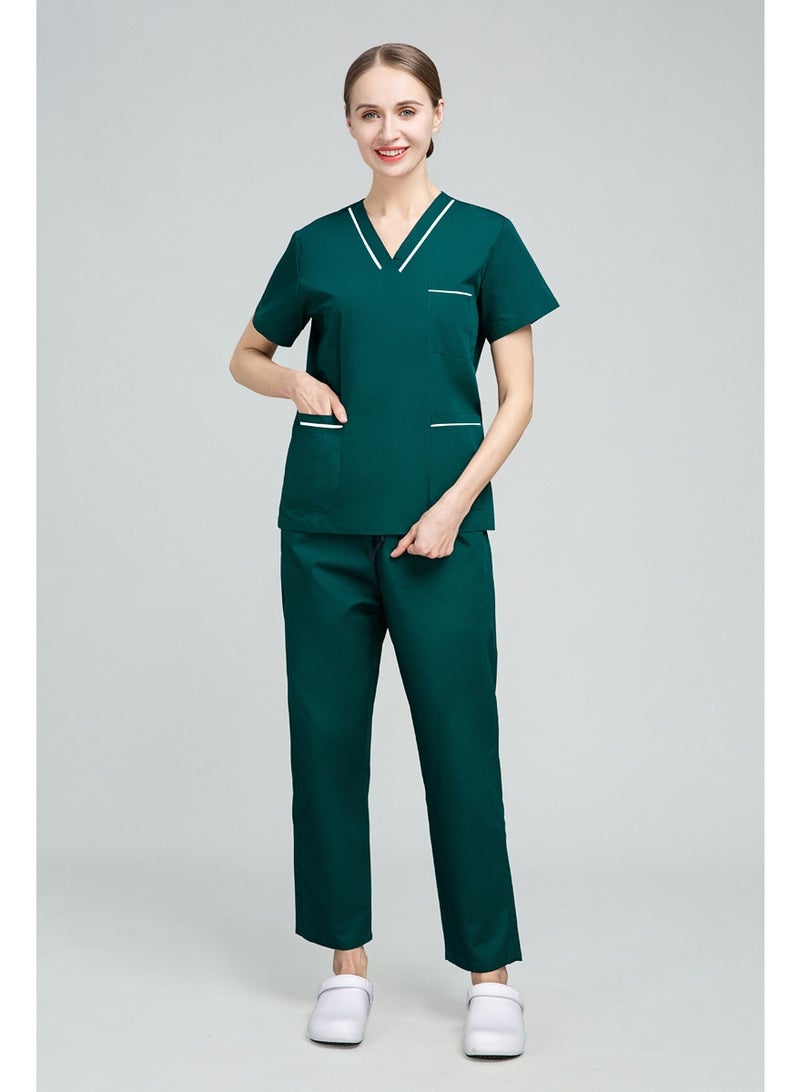 NIBEMINENT Nurse Uniform Women's Summer Thin Short Sleeve Polyester Cotton Hand Washing Clothes Operating Room Dentist Doctor Workwear - Image 2