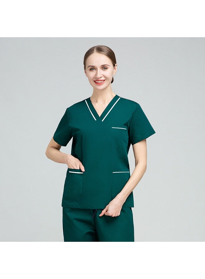 NIBEMINENT Nurse Uniform Women's Summer Thin Short Sleeve Polyester Cotton Hand Washing Clothes Operating Room Dentist Doctor Workwear - Image 1