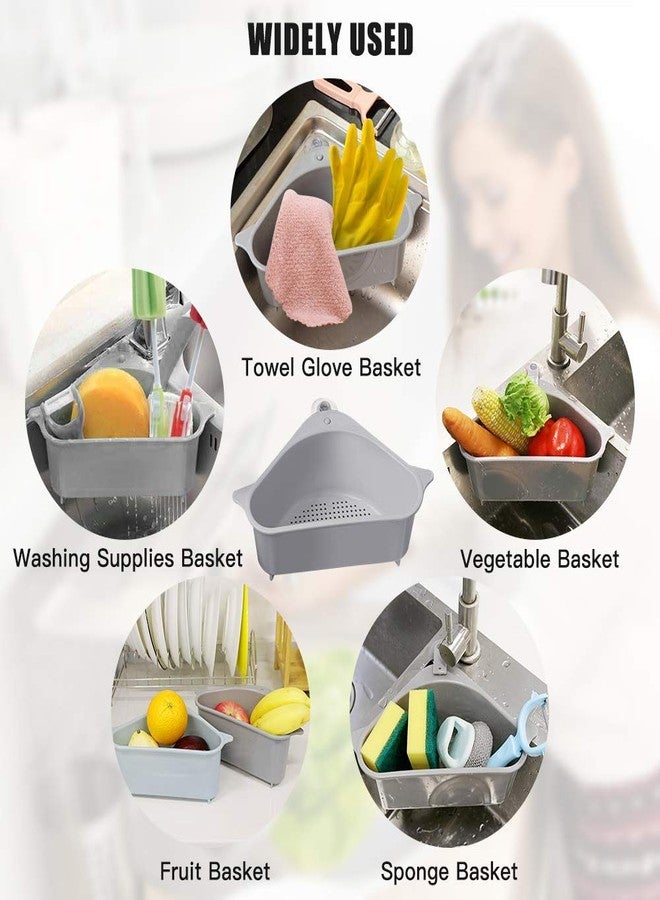 PAVITYAKSH Sink BASKETSink Basket Strainer, Multi-Functional Kitchen Triangle Drain Sink Storage Rack, Corner Shelf Sink Sponge Holder (2 Pack) - Image 4