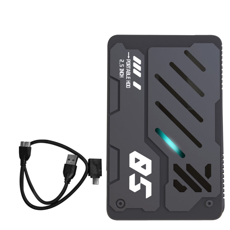 USB 3.0 External Hard Drive: 2.5-Inch Mechanical Type, 103MB/S Write Speed 110-130MB/S Read Speed, Shockproof ABS Casing - Plug And Play Portable Drive, RGB Breathing Light, Compact Lightweight Storag - Image 1