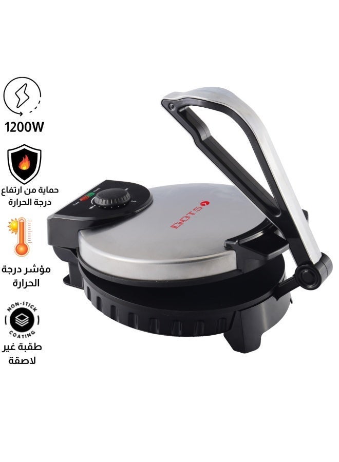 دوتس صانعة خبز الروتي من دوتس، قطر 25 سم، لوحة طهي بالضغط، طلاء غير لاصق، درجة حرارة قابلة للتعديل، 1200 واط، CRD-10 - Image 1