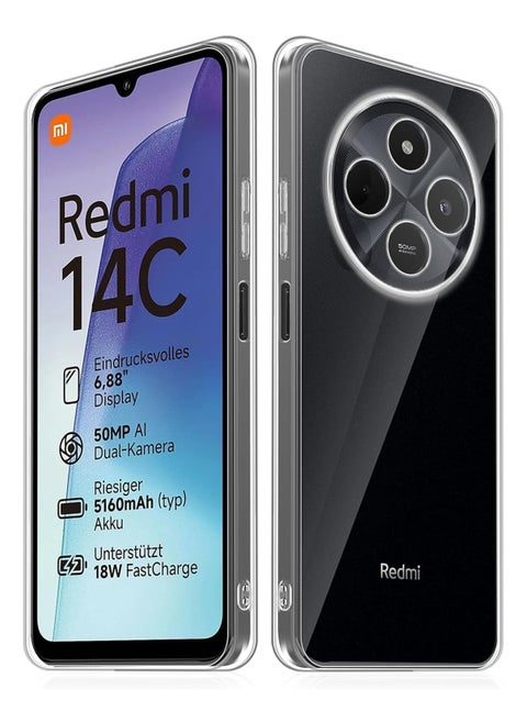 Crystal Clear Case Compatible with Xiaomi Redmi 14C / Poco C75, Camera Protection, Scratch-Resistant, Ultra Thin Protective Case, Non-Yellowing Clear Soft Silicone TPU Mobile Phone Case