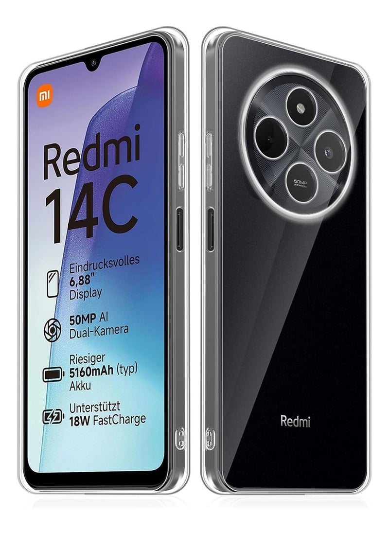Crystal Clear Case Compatible with Xiaomi Redmi 14C / Poco C75, Camera Protection, Scratch-Resistant, Ultra Thin Protective Case, Non-Yellowing Clear Soft Silicone TPU Mobile Phone Case