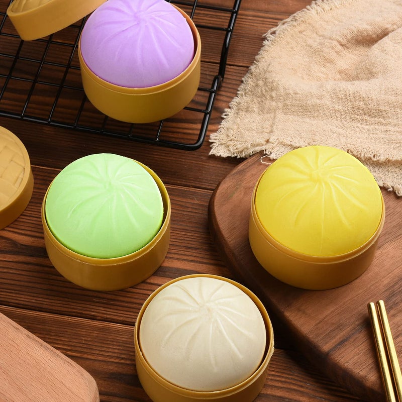 FFNIU Colorful Dumpling Stress Balls, 4 Pcs Fidget Sensory Toy, Stress Relief Squeezing Dough Bun for Halloween Project, Tricking People, Kid Playing - Image 4