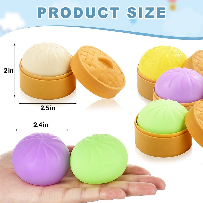FFNIU Colorful Dumpling Stress Balls, 4 Pcs Fidget Sensory Toy, Stress Relief Squeezing Dough Bun for Halloween Project, Tricking People, Kid Playing - Image 5
