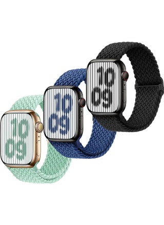 Braided Stretchy Strap Compatible with Apple Watch Band Series 10 9 8 7 6 5 4 3 SE SE2 38mm 40mm 41mm 42mm iWatch Sport Elastic Replacement Bands for Man Woman(Black+Navy Blue+Teal) - pzsku/Z1F5E49F7646D4D1CAE71Z/45/_/1732260715/82ed28c1-490c-494f-bbd8-046c2e049e58