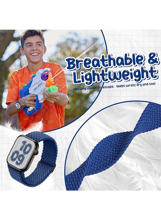 Braided Stretchy Strap Compatible with Apple Watch Band Series 10 9 8 7 6 5 4 3 SE SE2 38mm 40mm 41mm 42mm iWatch Sport Elastic Replacement Bands for Man Woman(Black+Navy Blue+Teal)