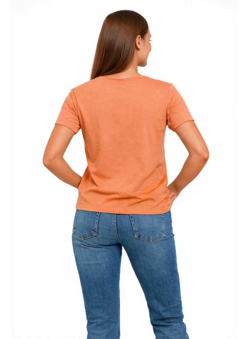 لعب البولو تيشيرت نسائي برسومات برتقالي