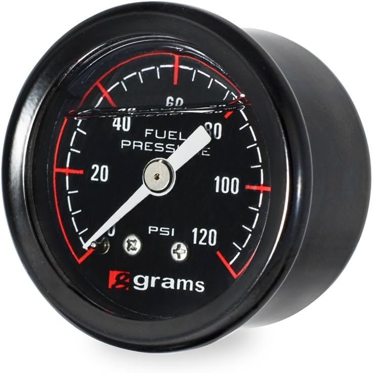 Grams Performance 120psi Fuel Pressure Gauge Blk Face G2-99-1200, Black