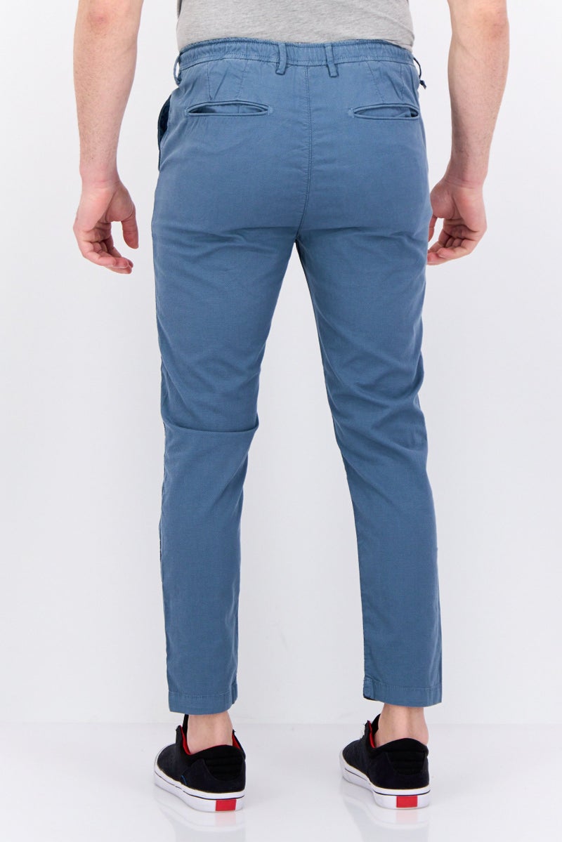 Sorbino Men Regular Fit Microgrid Pattern Chino Pants, Slate Blue - Image 3