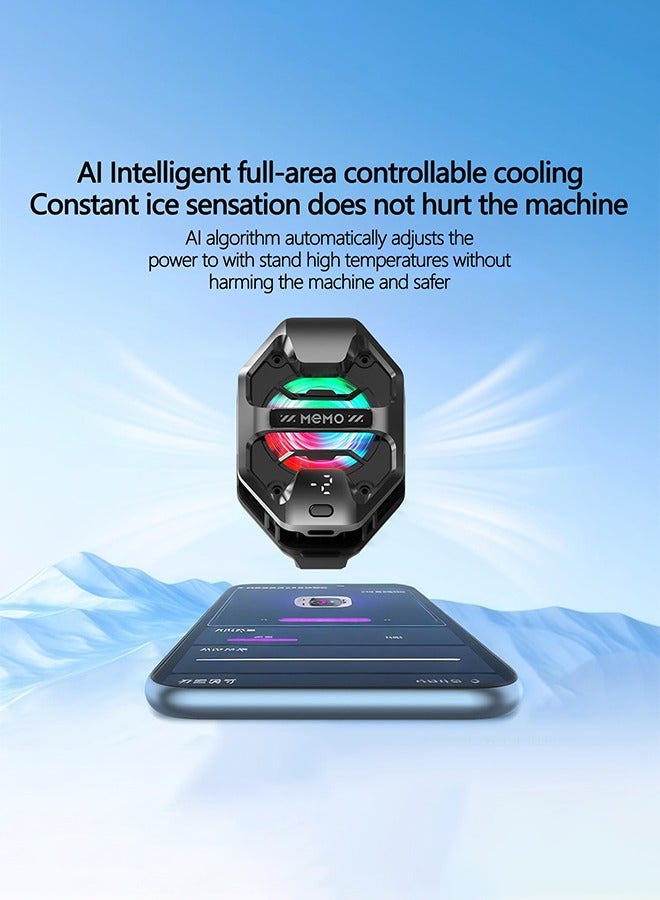 Memo Phone Cooler for Gaming, 27W iPhone Cooling Fan with RGB LED Semiconductor Heatsink Cooling Case Enfriador para Celular, for iPhone/Android Phone Gaming, Live Streaming, AI Smartphone Temperature  - Image 3