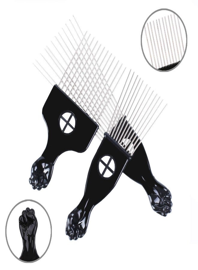LEADUWAY Hair Picks - Black Metal Afro Combs for Hair Styling, Fist Pick for Women and Men - Image 3