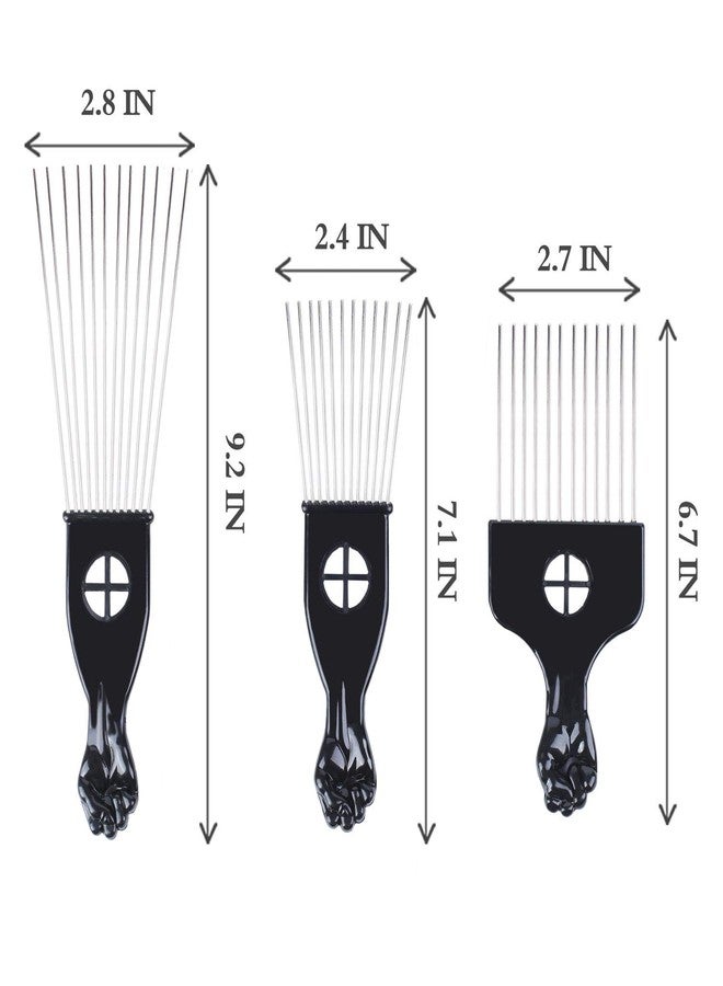 LEADUWAY Hair Picks - Black Metal Afro Combs for Hair Styling, Fist Pick for Women and Men - Image 2