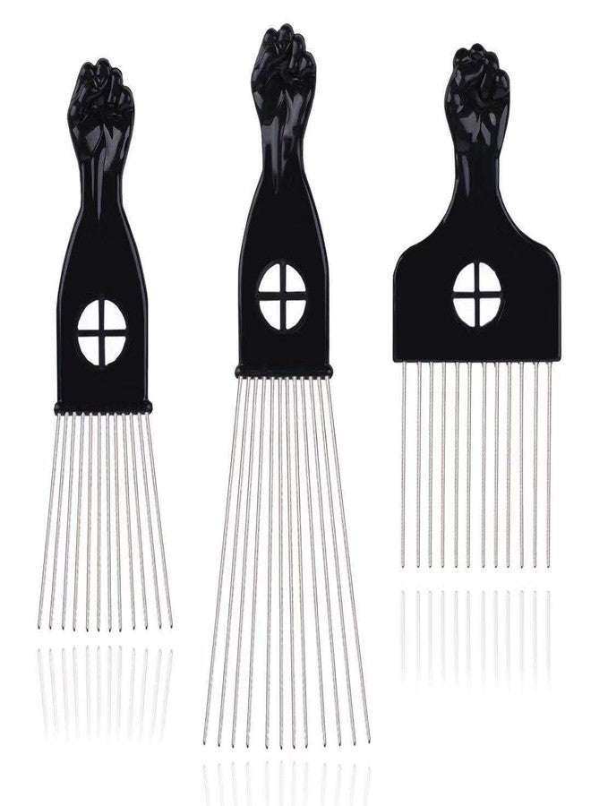 LEADUWAY Hair Picks - Black Metal Afro Combs for Hair Styling, Fist Pick for Women and Men - Image 1