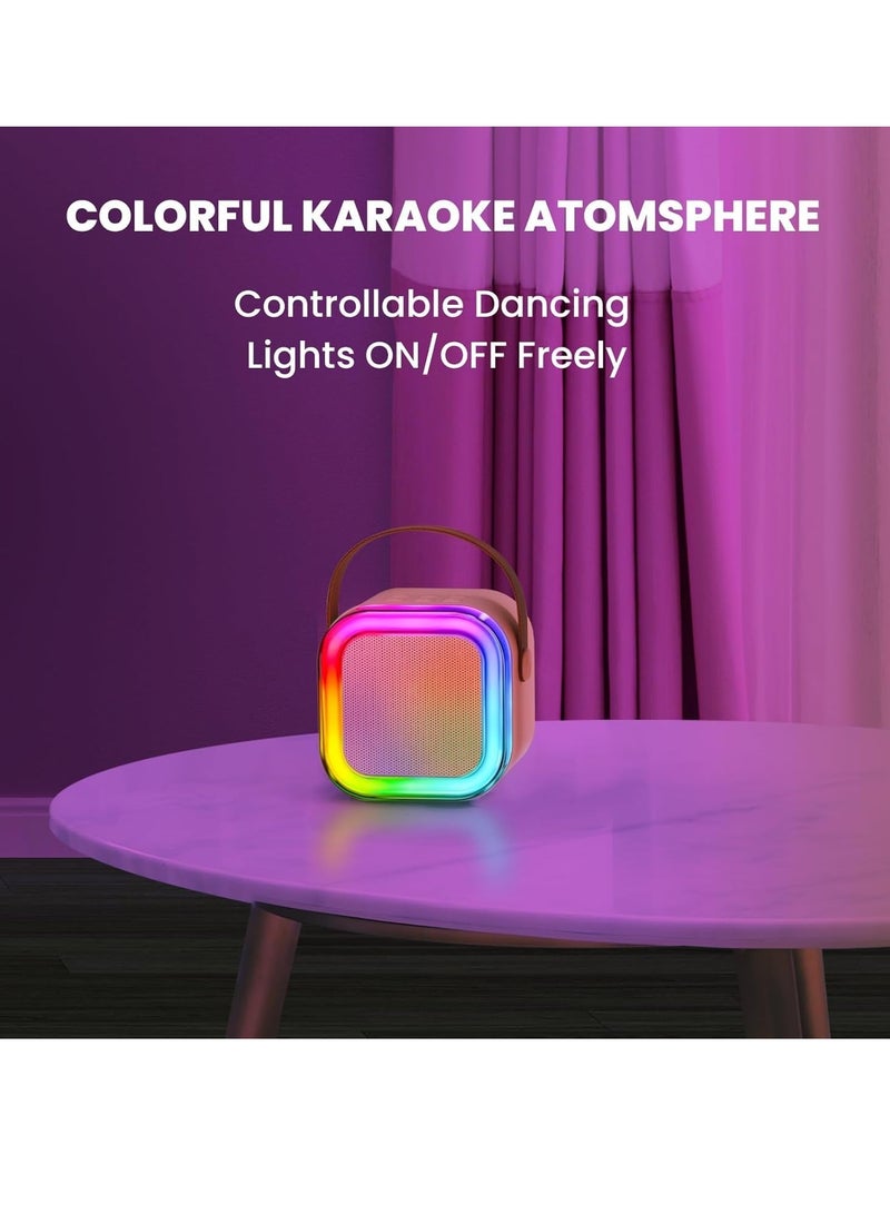 JAJEEK "New Mini Karaoke Machine for Kids & Adults – Portable Bluetooth Speaker with 2 Wireless Microphones, MP3 Music Player. Perfect Birthday Gift for Girls 3-12 Years Old, Ideal for Family Home Parties (Pink, 2 Mics)" - Image 3