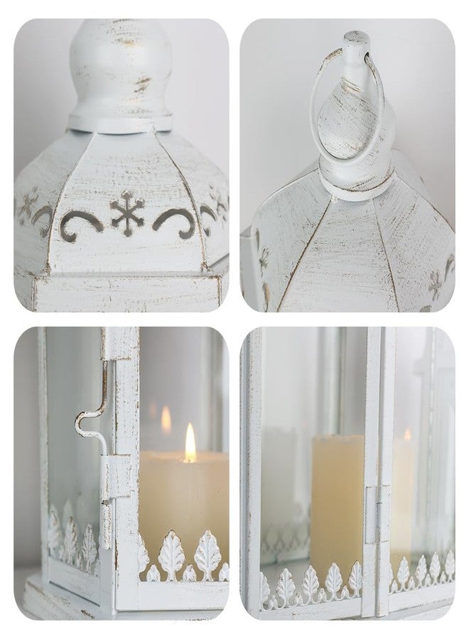 NEEDOMO Lanterns Decorative Indoor, 2Pcs Outdoor Lantern for Front Porch, Vintage Candle Lantern Decor for Living Room, Fireplace, Kitchen Dining Table, Patio, Garden, Pathway, Balcony, Yard, White - Image 4