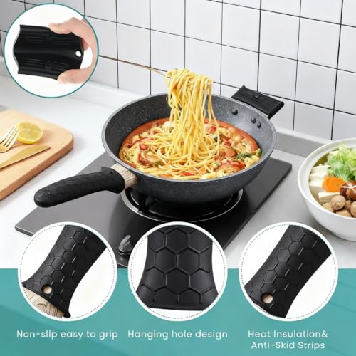 Intatikoo 3 Pack Silicone Hot Handle Holders Cover, Assist Pan Handle Sleeve Pot,Non-Slip Pot Holder Sleeve,Frying Pan Casserole Oven Tray Baking Sheets Casserole Cookware(Black) - Image 4