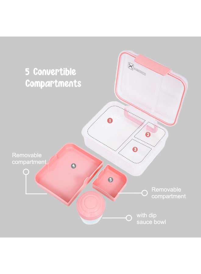 Hydrobrew Personalized 3/4/5 Convertible 1650ml Bento Lunch Box - Blush Pink - Image 4