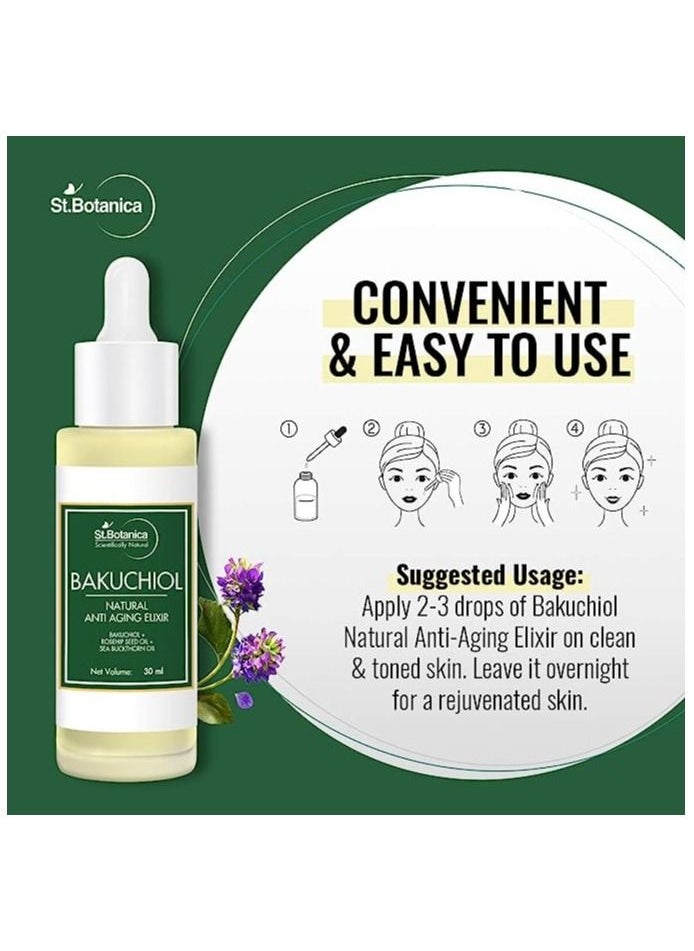 St.Botanica Bakuchiol Face Oil Natural Anti Aging Elixir With Rosehip Seed Oil