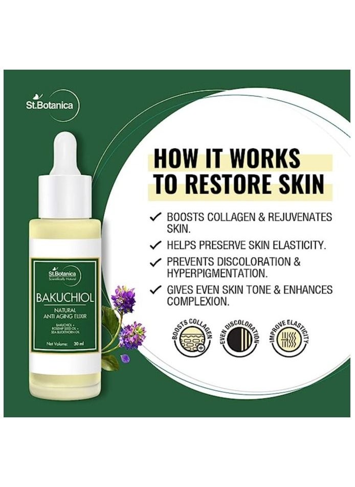 St.Botanica Bakuchiol Face Oil Natural Anti Aging Elixir With Rosehip Seed Oil