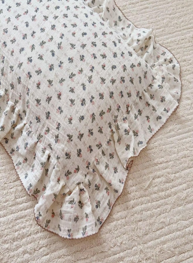 BuLuTu Chic Bellflower Pink Toddler Pillowcase with Ruffles Pillow Cover for Boys Girls 1 2 3 4 5 6 Years Old, Soft Breathable Muslin Cotton Pillow Case for Crib Cot Cradle, 14"x20", 1 pc - Image 5