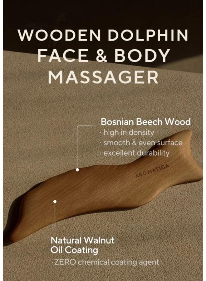 AROMATICA Wooden Dolphin Face and Body Massage Tool | Bosnian Beech Wood Gua Sha Massage Tool | Eliminates Puffiness and Promotes Healthier Body Circulation - Image 3