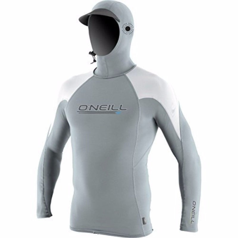 O'NEILL O'Neill Wetsuits Men's Premium Skins O'zone UPF 50+ Long Sleeve Sun Shirt With Hood, Cool Grey/White, XX-Large  - Image 1