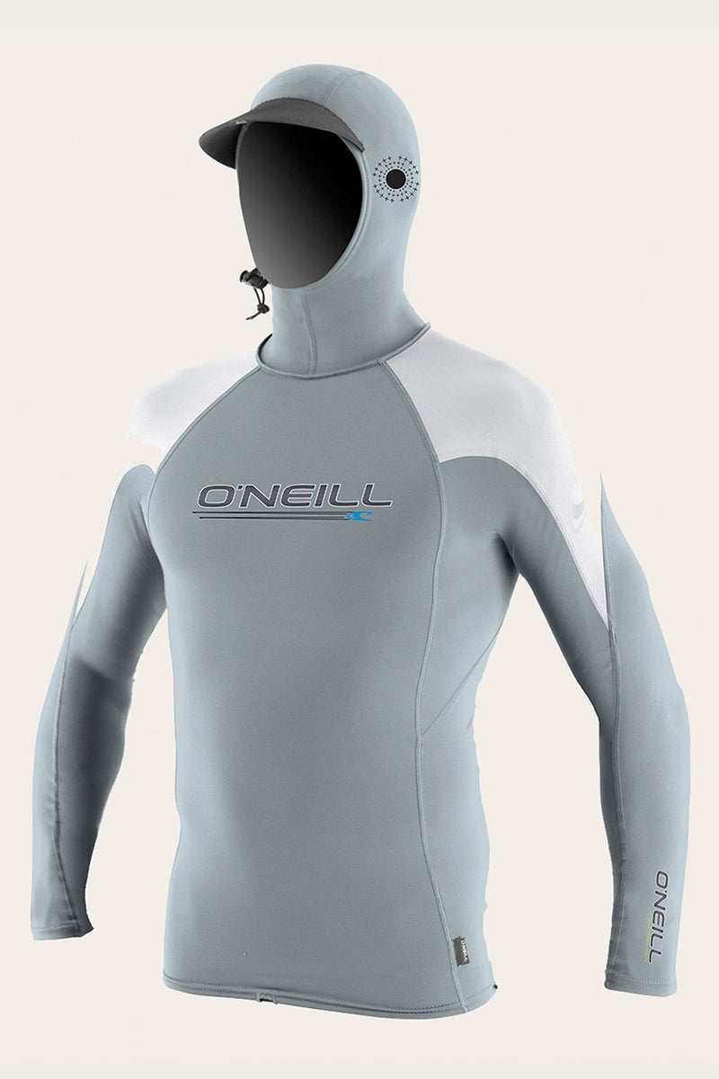 O'NEILL O'Neill Wetsuits Men's Premium Skins O'zone UPF 50+ Long Sleeve Sun Shirt With Hood, Cool Grey/White, XX-Large  - Image 3